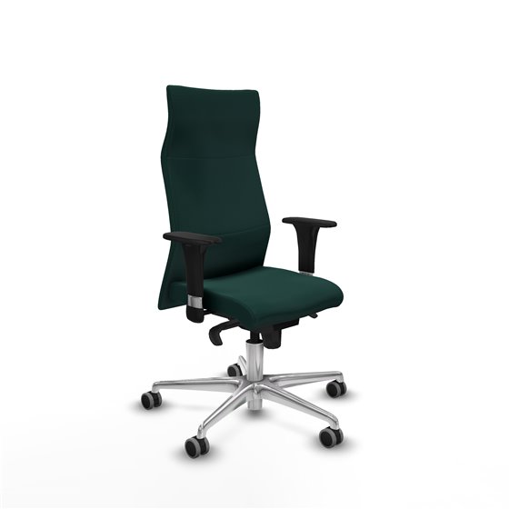 Albacete XL sincro similpiel verde botella brazos 1D base aluminio ruedas 65mm engomadas