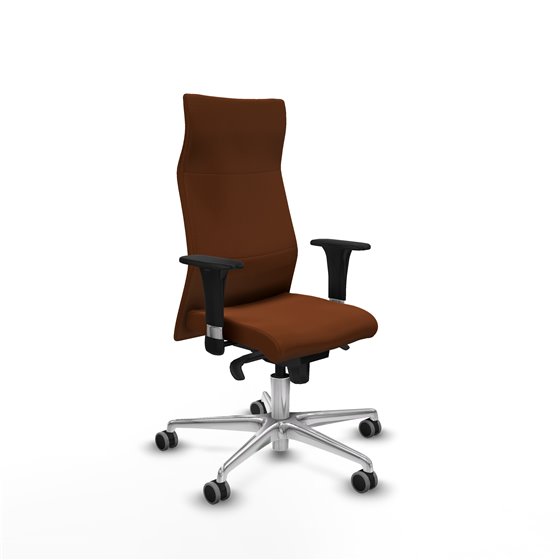 Albacete XL sincro similpiel marrón brazos 1D base aluminio ruedas 65mm engomadas