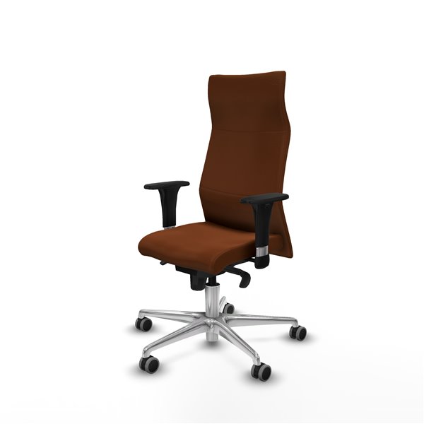 Albacete XL sincro similpiel marrón brazos 1D base aluminio ruedas 65mm engomadas