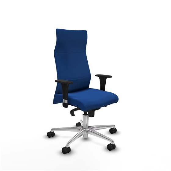 Albacete XL sincro similpiel azul brazos 1D base aluminio ruedas 65 mm nailon