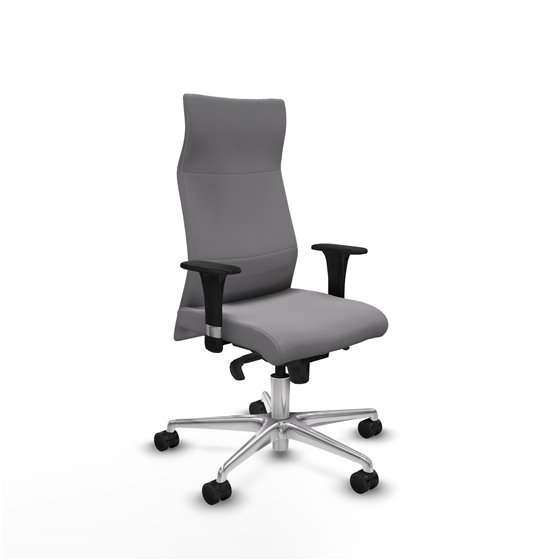 Albacete XL sincro similpiel gris brazos 1D base aluminio ruedas 65 mm nailon