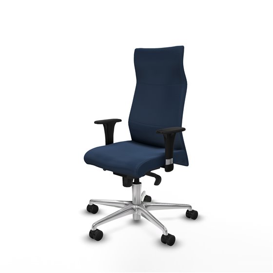 Albacete XL sincro similpiel azul marino brazos 1D base aluminio ruedas 65 mm nailon