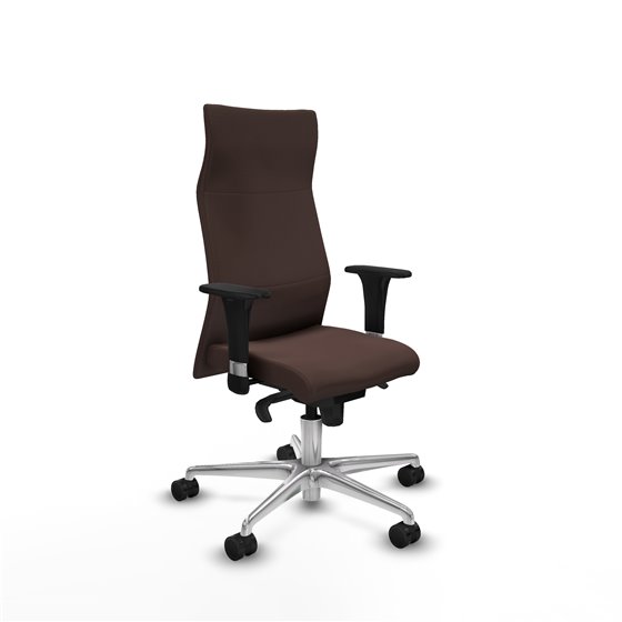 Albacete XL sincro similpiel marrón oscuro brazos 1D base aluminio ruedas 65 mm nailon