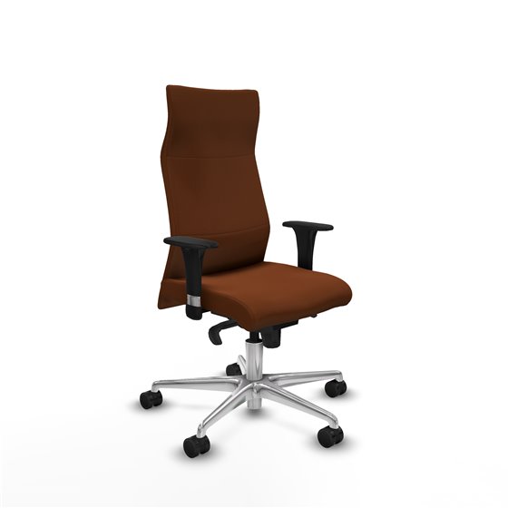 Albacete XL sincro similpiel marrón brazos 1D base aluminio ruedas 65 mm nailon