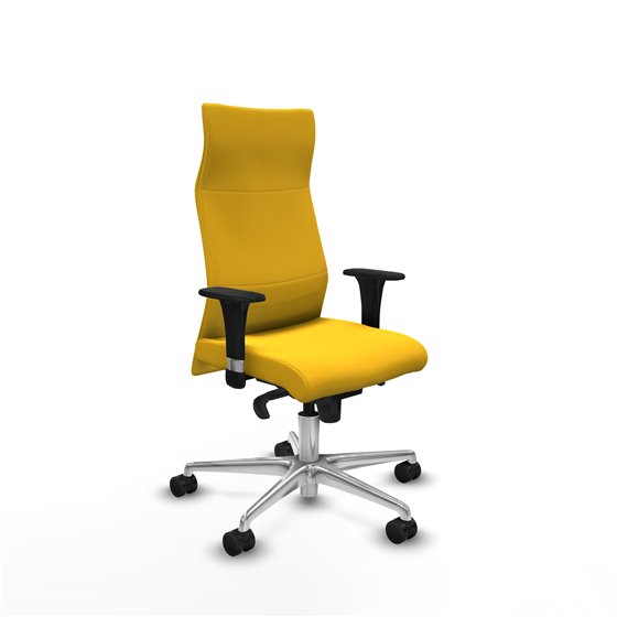 Albacete XL sincro similpiel amarillo brazos 1D base aluminio ruedas 65 mm nailon