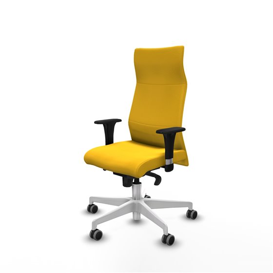 Albacete XL sincro similpiel amarillo brazos 1D base blanca ruedas 65mm engomadas
