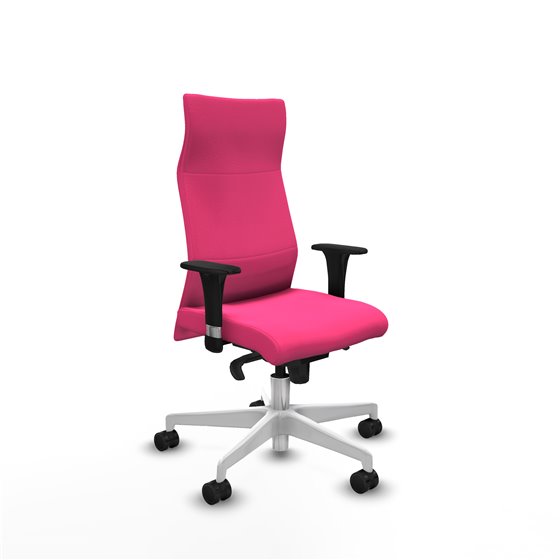 Albacete XL sincro similpiel rosa brazos 1D base blanca ruedas 65 mm nailon