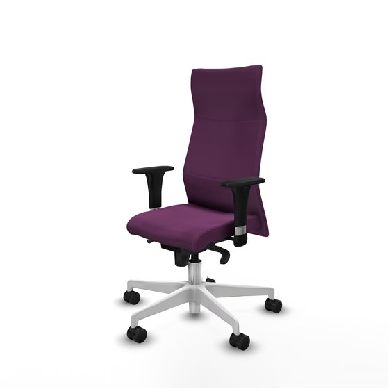 Albacete XL sincro similpiel morado brazos 1D base blanca ruedas 65 mm nailon