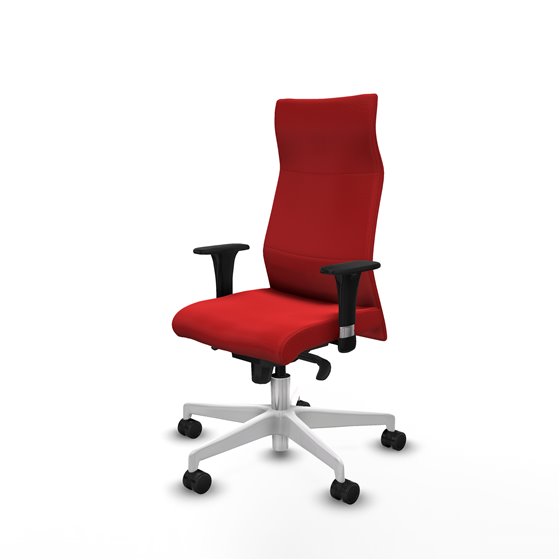 Albacete XL sincro similpiel rojo brazos 1D base blanca ruedas 65 mm nailon