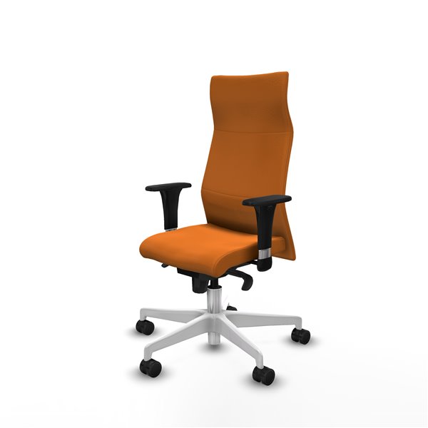 Albacete XL sincro similpiel naranja brazos 1D base blanca ruedas 65 mm nailon