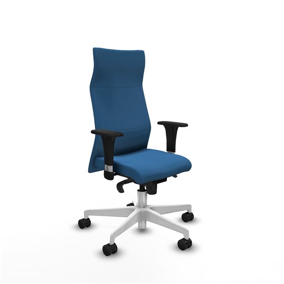 Albacete XL sincro similpiel azul claro brazos 1D base blanca ruedas 65 mm nailon