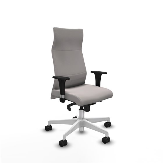 Albacete XL sincro similpiel blanco brazos 1D base blanca ruedas 65 mm nailon