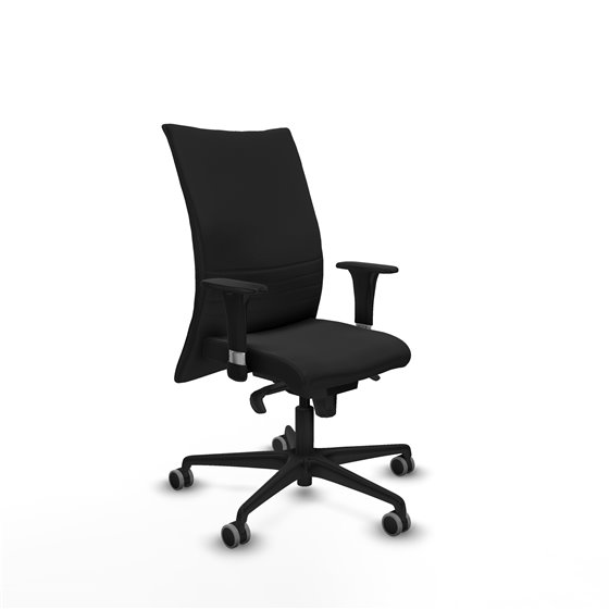 Albacete confidente XL sincro similpiel negro brazos 1D cromados base nailon ruedas 65mm engomadas