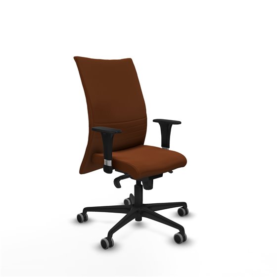 Albacete confidente XL sincro similpiel marrón brazos 1D cromados base nailon ruedas 65mm engomadas
