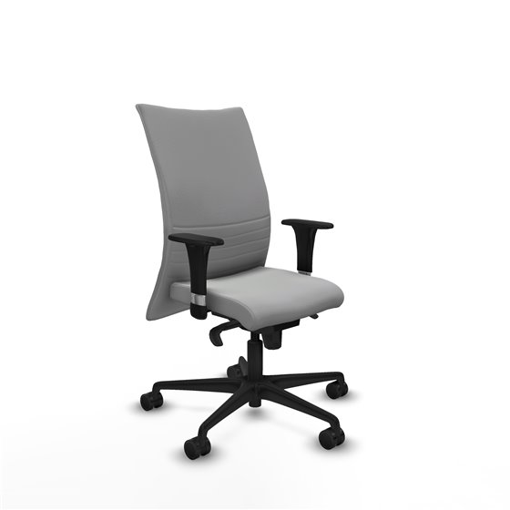 Albacete confidente XL sincro similpiel gris claro brazos 1D cromados base nailon ruedas 65 mm nailon