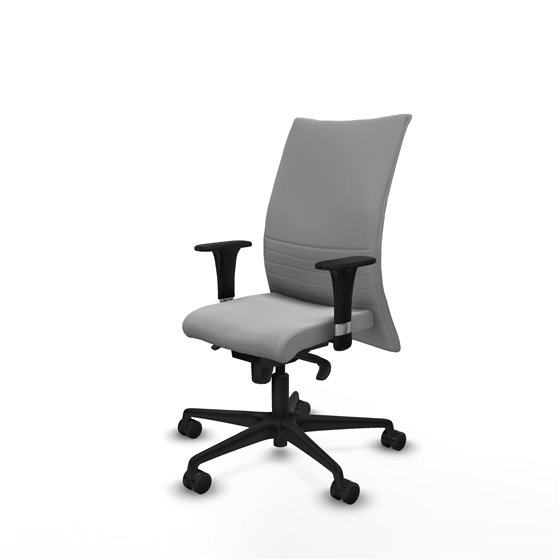 Albacete confidente XL sincro similpiel gris claro brazos 1D cromados base nailon ruedas 65 mm nailon
