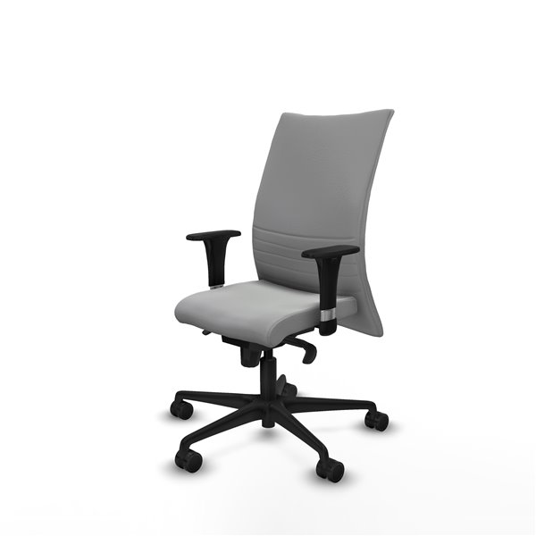 Albacete confidente XL sincro similpiel gris claro brazos 1D cromados base nailon ruedas 65 mm nailon