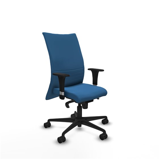 Albacete confidente XL sincro similpiel azul claro brazos 1D cromados base nailon ruedas 65 mm nailon