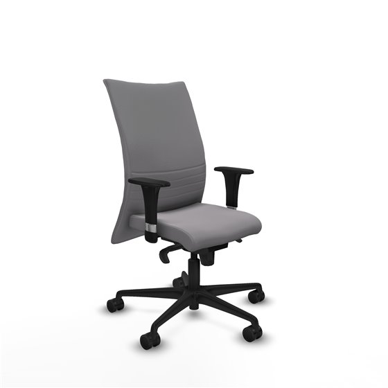 Albacete confidente XL sincro similpiel gris brazos 1D cromados base nailon ruedas 65 mm nailon