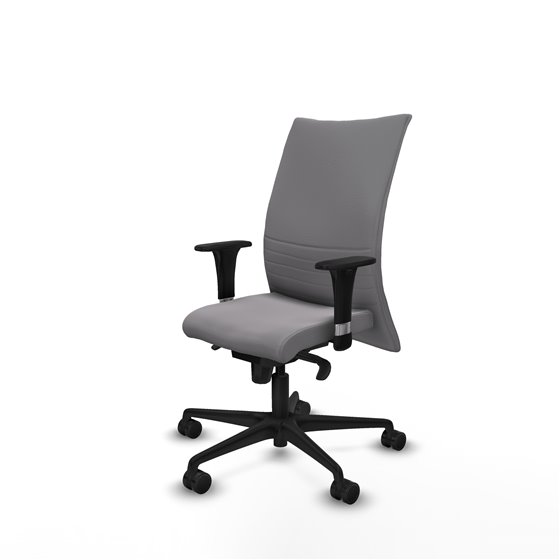 Albacete confidente XL sincro similpiel gris brazos 1D cromados base nailon ruedas 65 mm nailon
