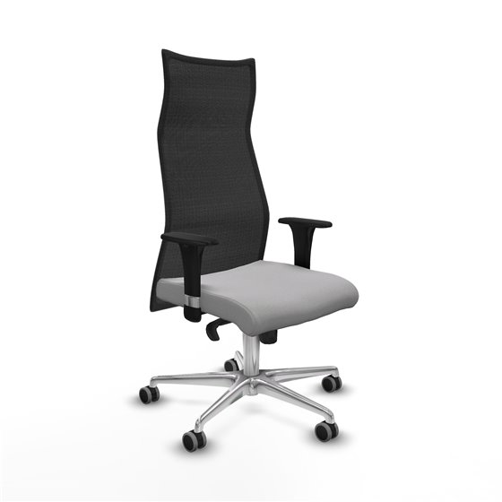 Albacete malla XL sincro malla negra bali gris claro brazos 1D base aluminio ruedas 65mm engomadas