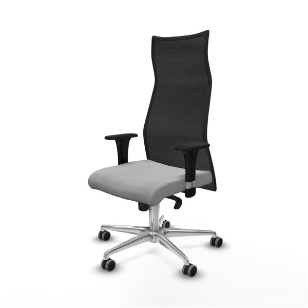 Albacete malla XL sincro malla negra bali gris claro brazos 1D base aluminio ruedas 65mm engomadas