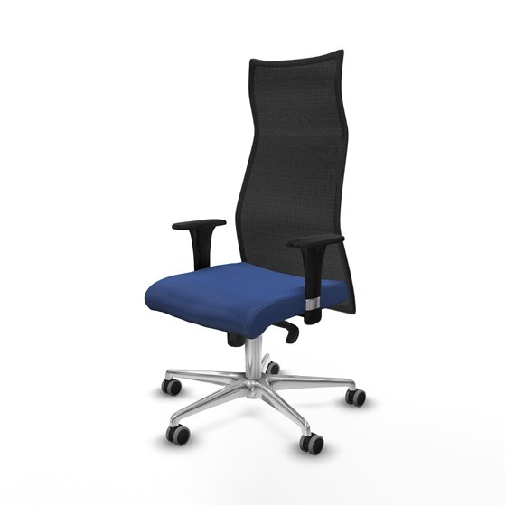 Albacete malla XL sincro malla negra bali azul marino brazos 1D base aluminio ruedas 65mm engomadas