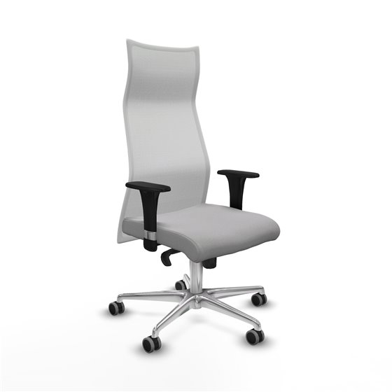 Albacete malla XL sincro malla blanca bali gris claro brazos 1D base aluminio ruedas 65mm engomadas