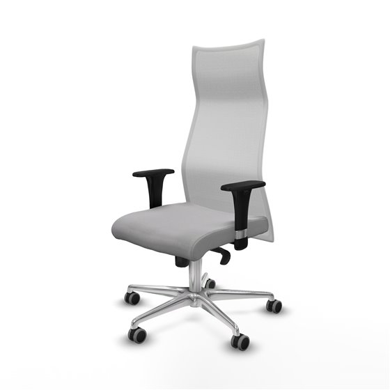 Albacete malla XL sincro malla blanca bali gris claro brazos 1D base aluminio ruedas 65mm engomadas