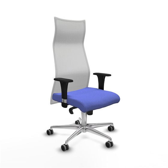 Albacete malla XL sincro malla blanca bali azul claro brazos 1D base aluminio ruedas 65mm engomadas