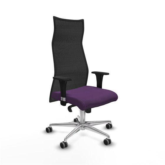 Albacete malla XL sincro malla negra bali morado brazos 1D base aluminio ruedas 65mm engomadas