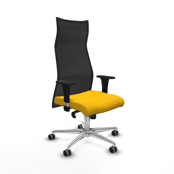 Albacete malla XL sincro malla negra bali amarillo brazos 1D base aluminio ruedas 65mm engomadas