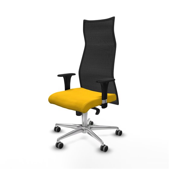 Albacete malla XL sincro malla negra bali amarillo brazos 1D base aluminio ruedas 65mm engomadas
