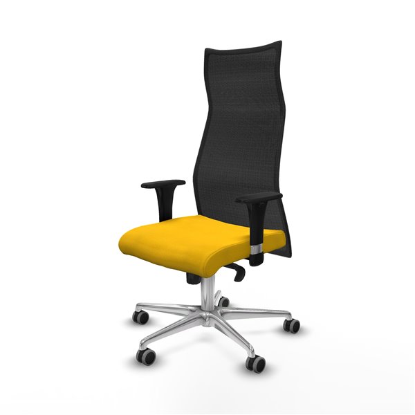 Albacete malla XL sincro malla negra bali amarillo brazos 1D base aluminio ruedas 65mm engomadas