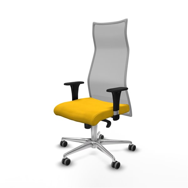 Albacete malla XL sincro malla gris bali amarillo brazos 1D base aluminio ruedas 65mm engomadas