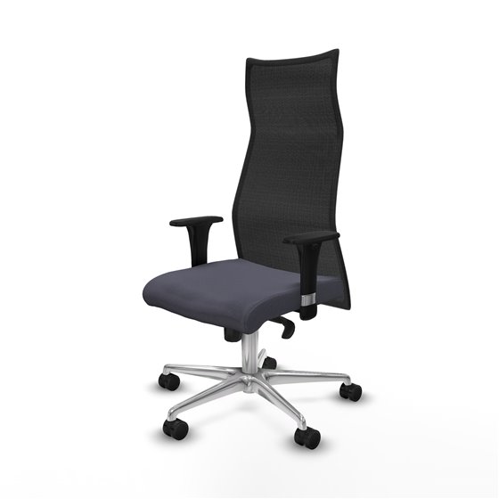 Albacete malla XL sincro malla negra bali gris oscuro brazos 1D base aluminio ruedas 65mm nailon