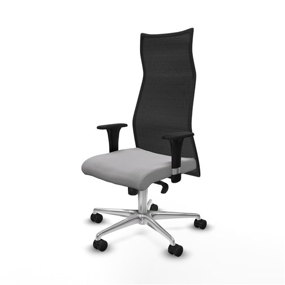 Albacete malla XL sincro malla negra bali gris claro brazos 1D base aluminio ruedas 65mm nailon