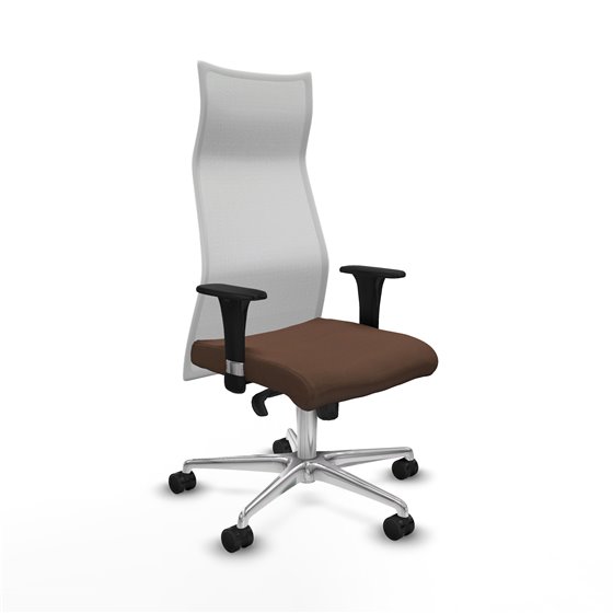 Albacete malla XL sincro malla blanca bali marrón oscuro brazos 1D base aluminio ruedas 65mm nailon