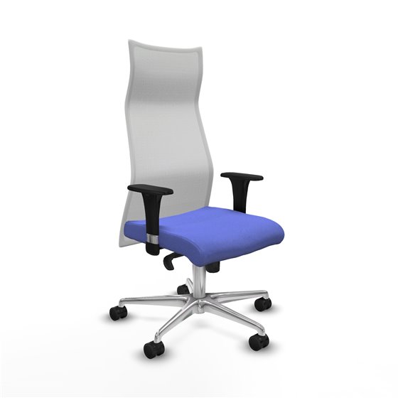 Albacete malla XL sincro malla blanca bali azul claro brazos 1D base aluminio ruedas 65mm nailon