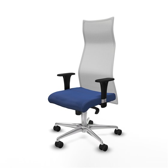 Albacete malla XL sincro malla blanca bali azul marino brazos 1D base aluminio ruedas 65mm nailon