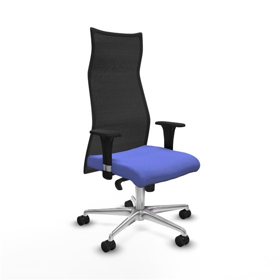 Albacete malla XL sincro malla negra bali azul claro brazos 1D base aluminio ruedas 65mm nailon