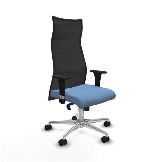Albacete malla XL sincro malla negra bali azul cielo brazos 1D base aluminio ruedas 65mm nailon