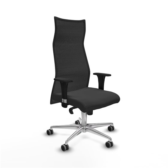 Albacete malla XL sincro malla negra similpiel gris oscuro brazos 1D base aluminio ruedas 65mm engomadas