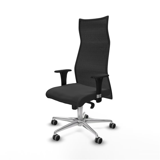 Albacete malla XL sincro malla negra similpiel gris oscuro brazos 1D base aluminio ruedas 65mm engomadas