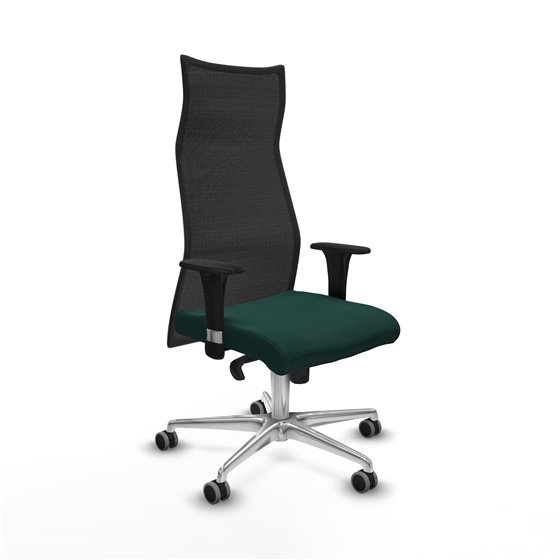 Albacete malla XL sincro malla negra similpiel verde botella brazos 1D base aluminio ruedas 65mm engomadas