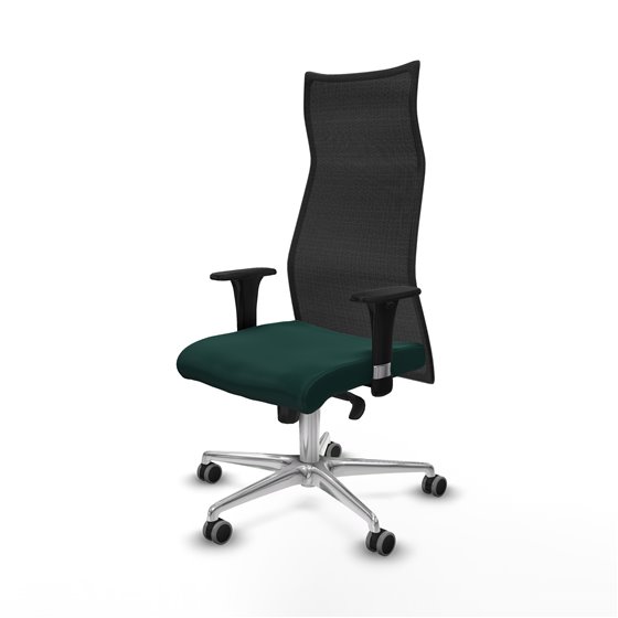 Albacete malla XL sincro malla negra similpiel verde botella brazos 1D base aluminio ruedas 65mm engomadas