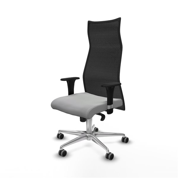 Albacete malla XL sincro malla negra similpiel gris claro brazos 1D base aluminio ruedas 65mm engomadas