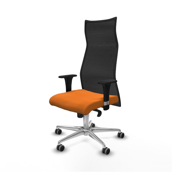 Albacete malla XL sincro malla negra similpiel naranja brazos 1D base aluminio ruedas 65mm engomadas