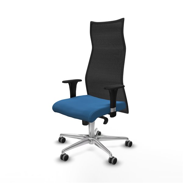 Albacete malla XL sincro malla negra similpiel azul claro brazos 1D base aluminio ruedas 65mm engomadas