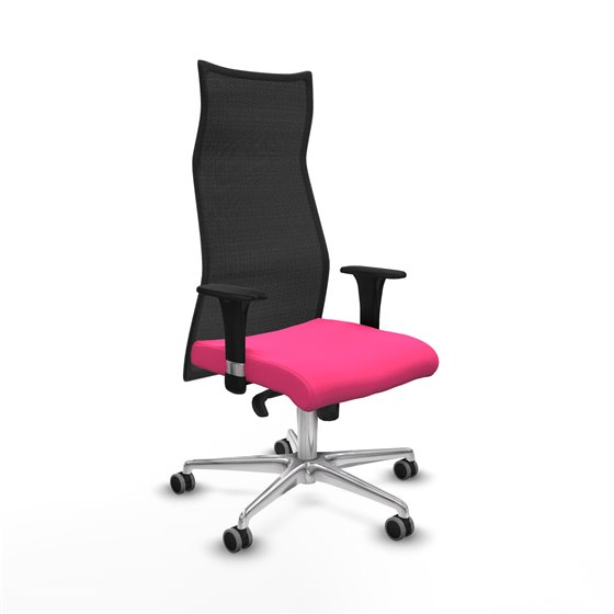 Albacete malla XL sincro malla negra similpiel rosa brazos 1D base aluminio ruedas 65mm engomadas